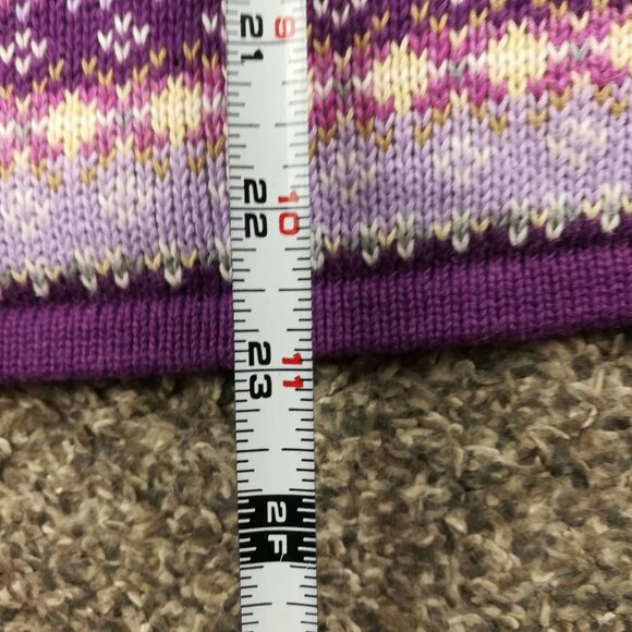 NWOT Vintage Tiara Sweater Fair Isle Cardigan Full Zip Purple Womens XL - Picture 7 of 8